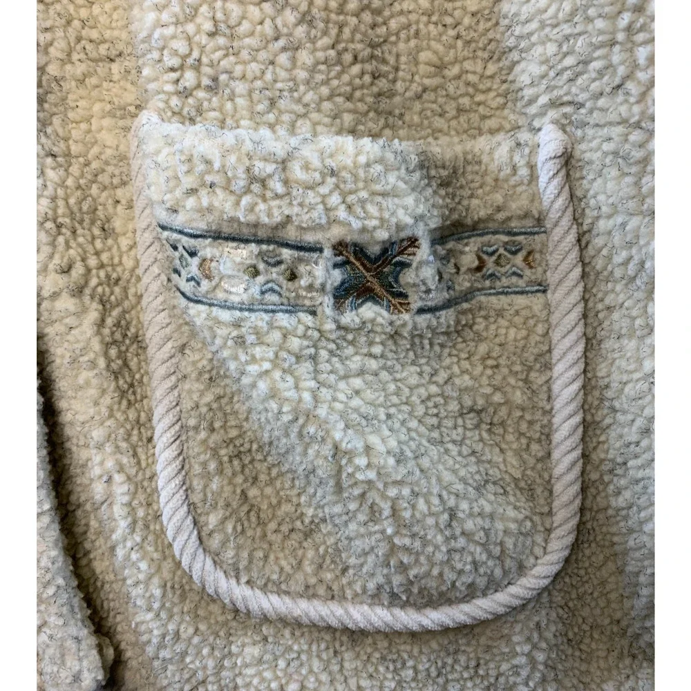 Vintage Haband Women Oversized‎ Sherpa Button Jacket Sz XL Cottage Folk Rustic